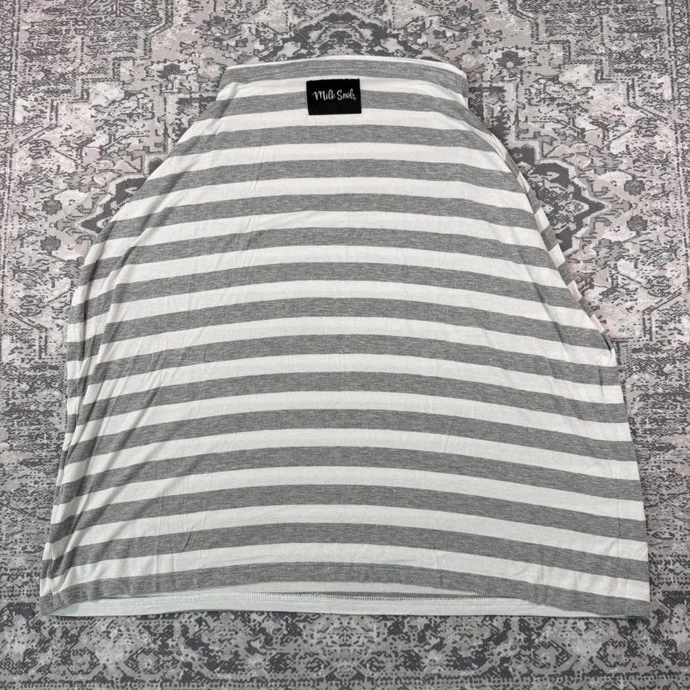 Milk Snob Gray White Striped 5-in-1 Baby Car Seat Nursing Cover